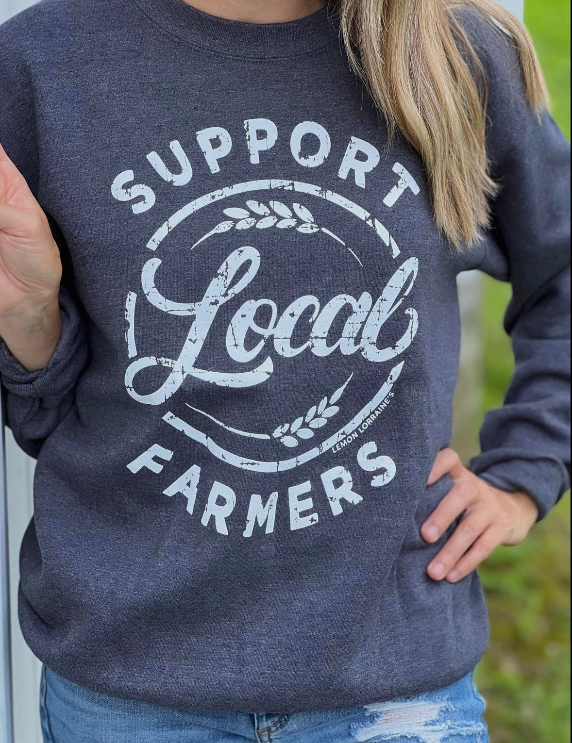 Support local farmers crewneck sweatshirt